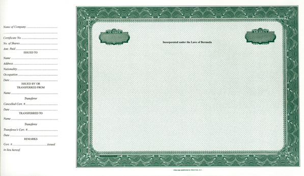 blank stock certificates