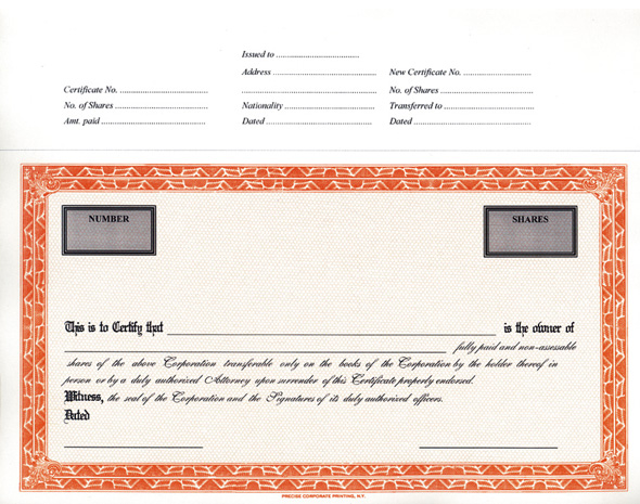 blank stock certificates