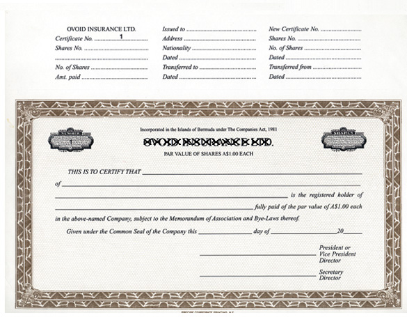 blank stock certificates